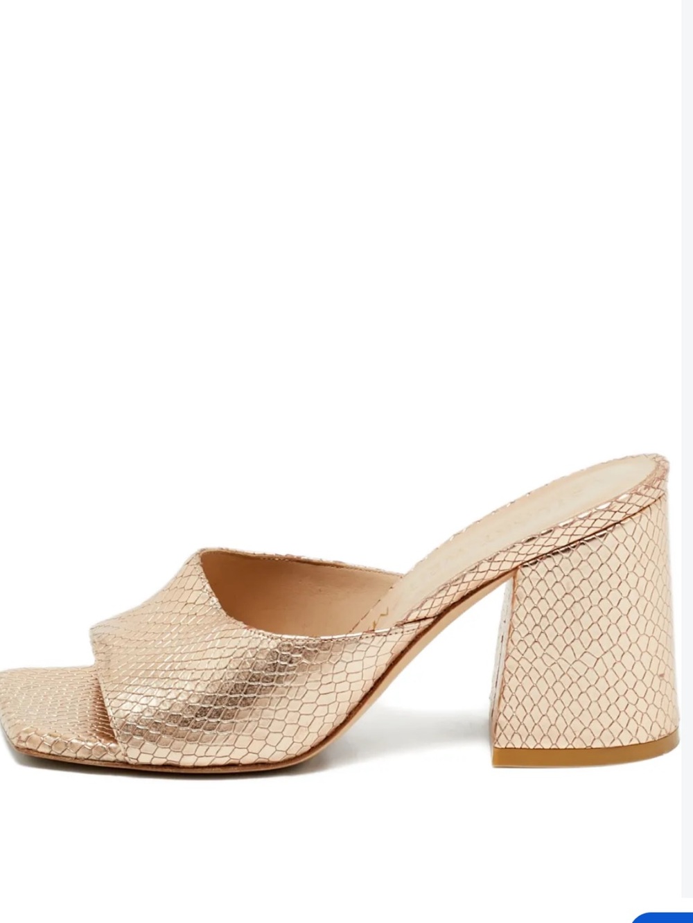 Stuart Weitzman Rose Gold Snake-Embossed Leather Slide Heel